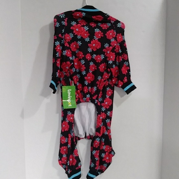 LovinPet Black & Red Floral Print Dog Pajamas Size L *NWT* - Picture 2 of 8